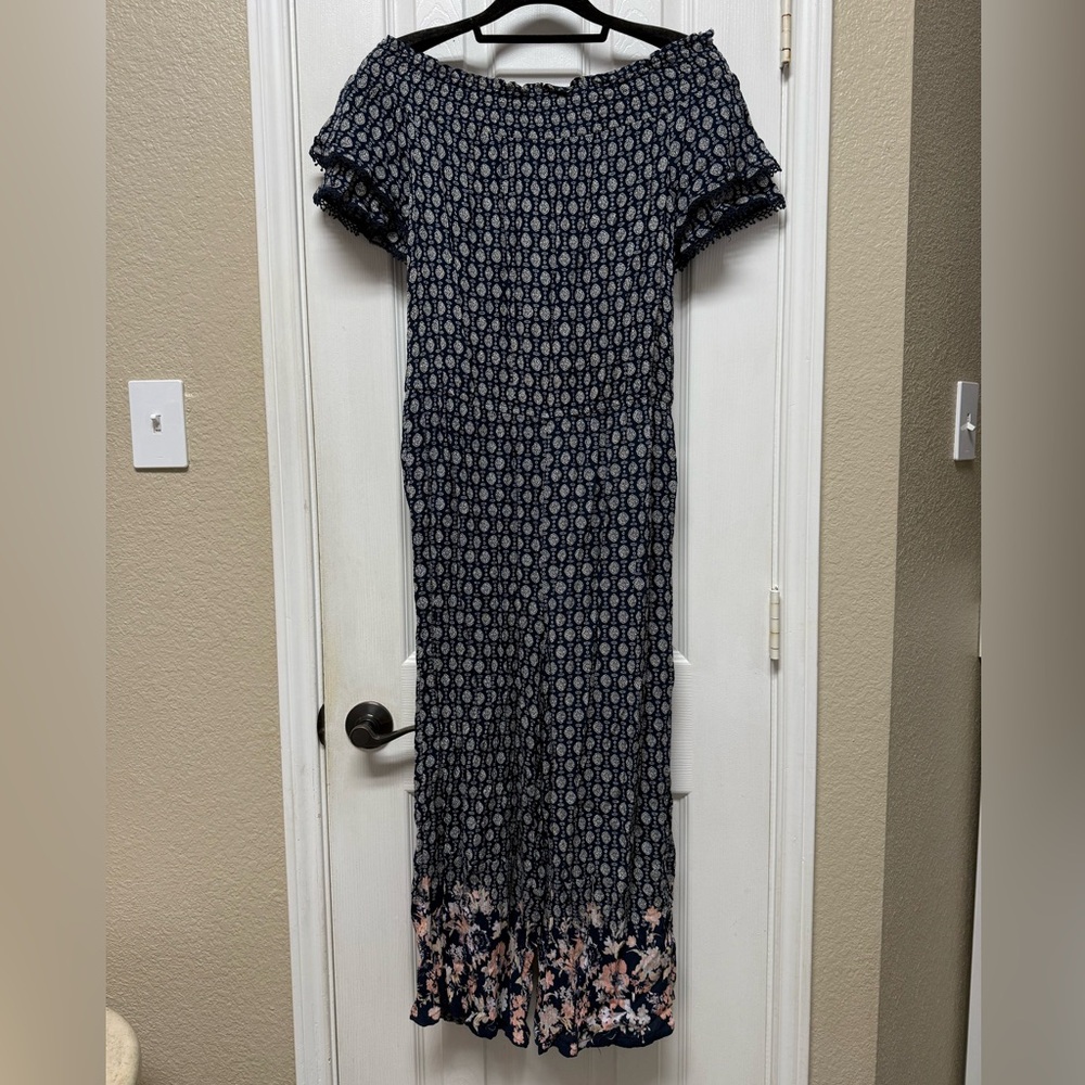 Xhilaration Blue Puff Sleeve Sheath Junpsuit